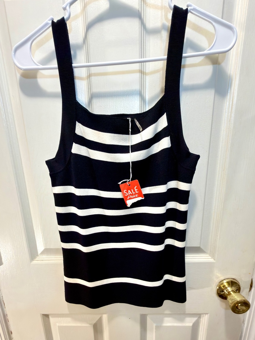 New Women's Black and White Striped Knit Sweater